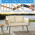 thumbnail image 6 of Dextrus Patio Sofa and Loveseat, Boho All-Weather Wicker Rattan Conversation Chairs with Cushions & Lumbar Pillows - Beige, 6 of 7