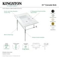 thumbnail image 4 of Kingston Brass KVPB31227W8BB Edwardian 31" Ceramic Console Sink with Brass Legs (8-Inch, 3-Hole), White/Brushed Brass, 4 of 5