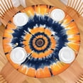 thumbnail image 2 of Orange Blue Tie Dye Mandala Pattern Round Fitted Tablecloth with Elastic Edge,Dining Table Cover Waterproof,Outdoor Round Tablecloth for Camping,Dining,Indoor and Outdoor, 2 of 7