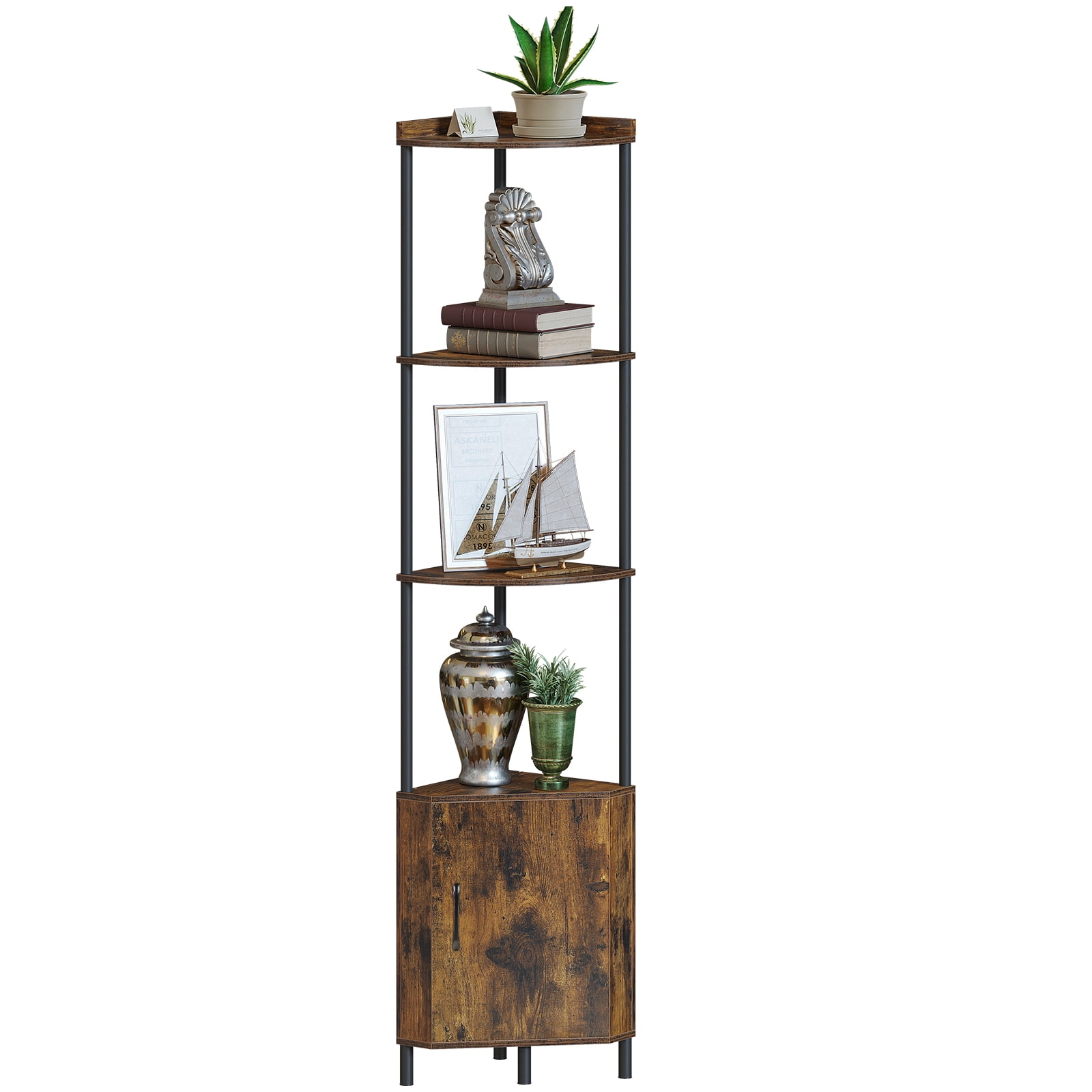 SUNMORY Corner Cabinet, 5 Tier 65.4" Corner Shelf for Living Room, Display Shelf Wall Corner Bookshelf, Tall Stand for Bedroom, Kitchen, Small Space
