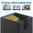 thumbnail image 4 of Caja para baraja de cartas, funda para cartas de una sola manga, caja de almacenamiento para tarjetas Commander de piel sintética con cierre magnético, color negro, 4 of 5