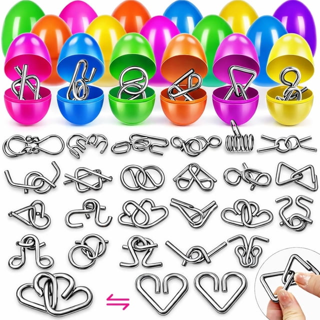 Sufuplay 24 huevos de Pascua con rompecabezas metálicos de ingenio
