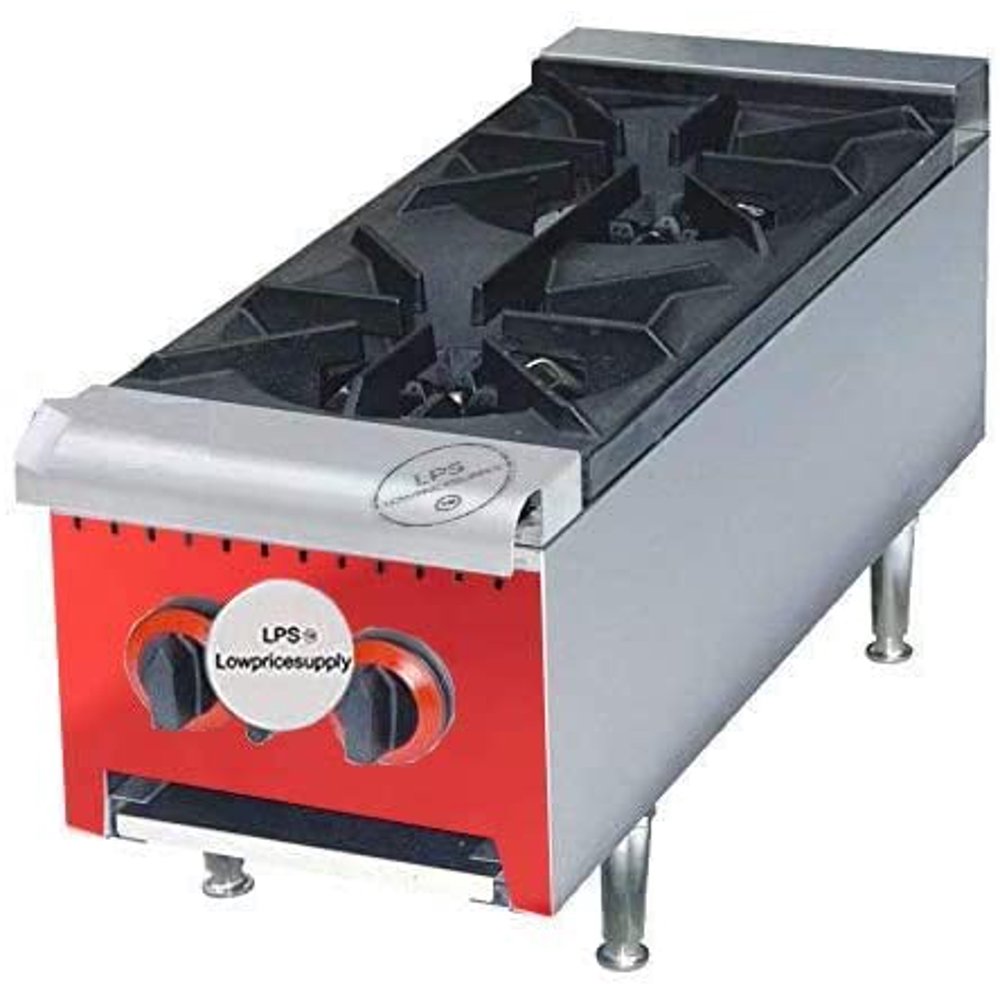 2 Hot Plate Gas Burner Commercial Countertop Range 50,000 BTU Restaurant NSF 12