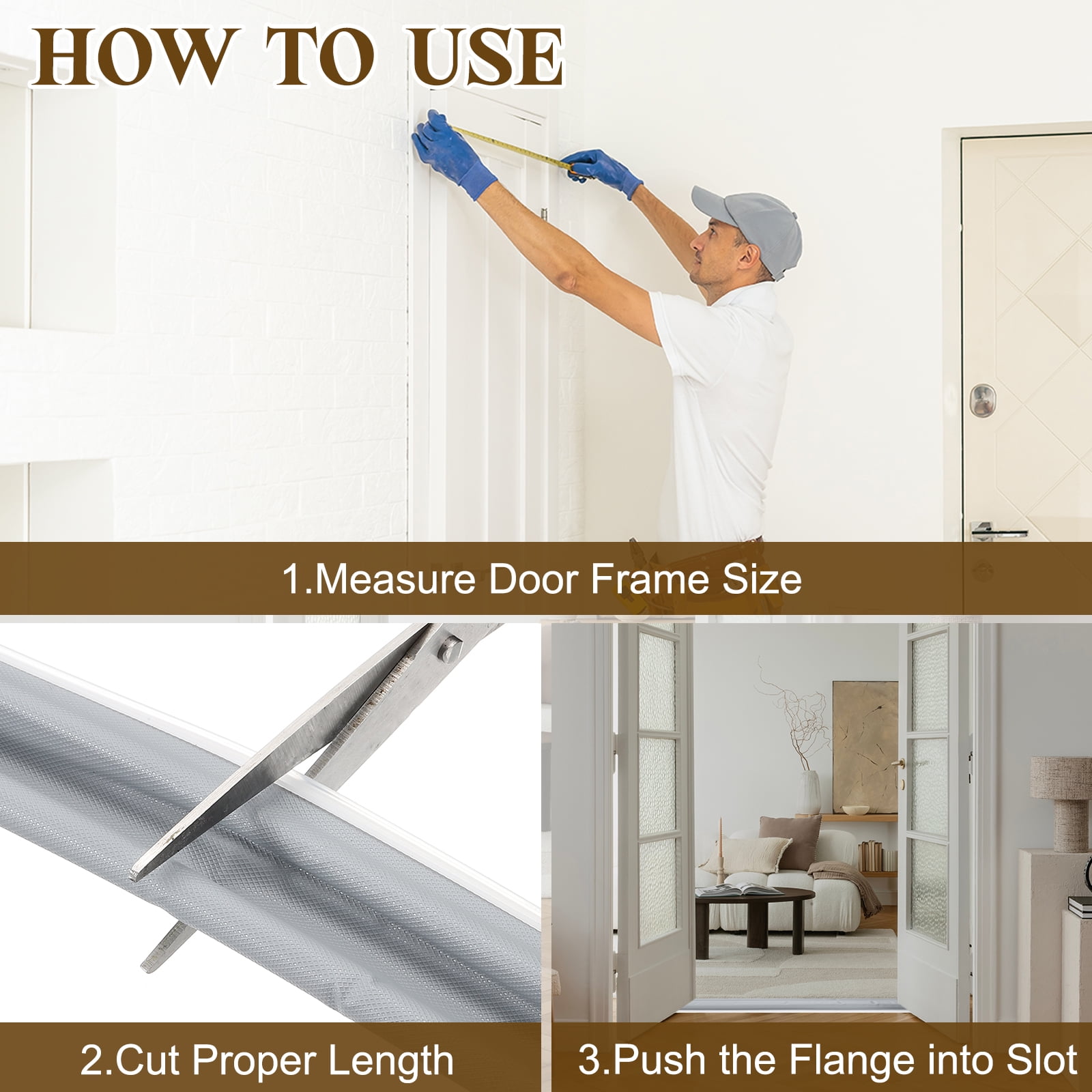 39Ft Kerf Weather Stripping Door Seal, Door Seal Strip, White Cover/White Foam