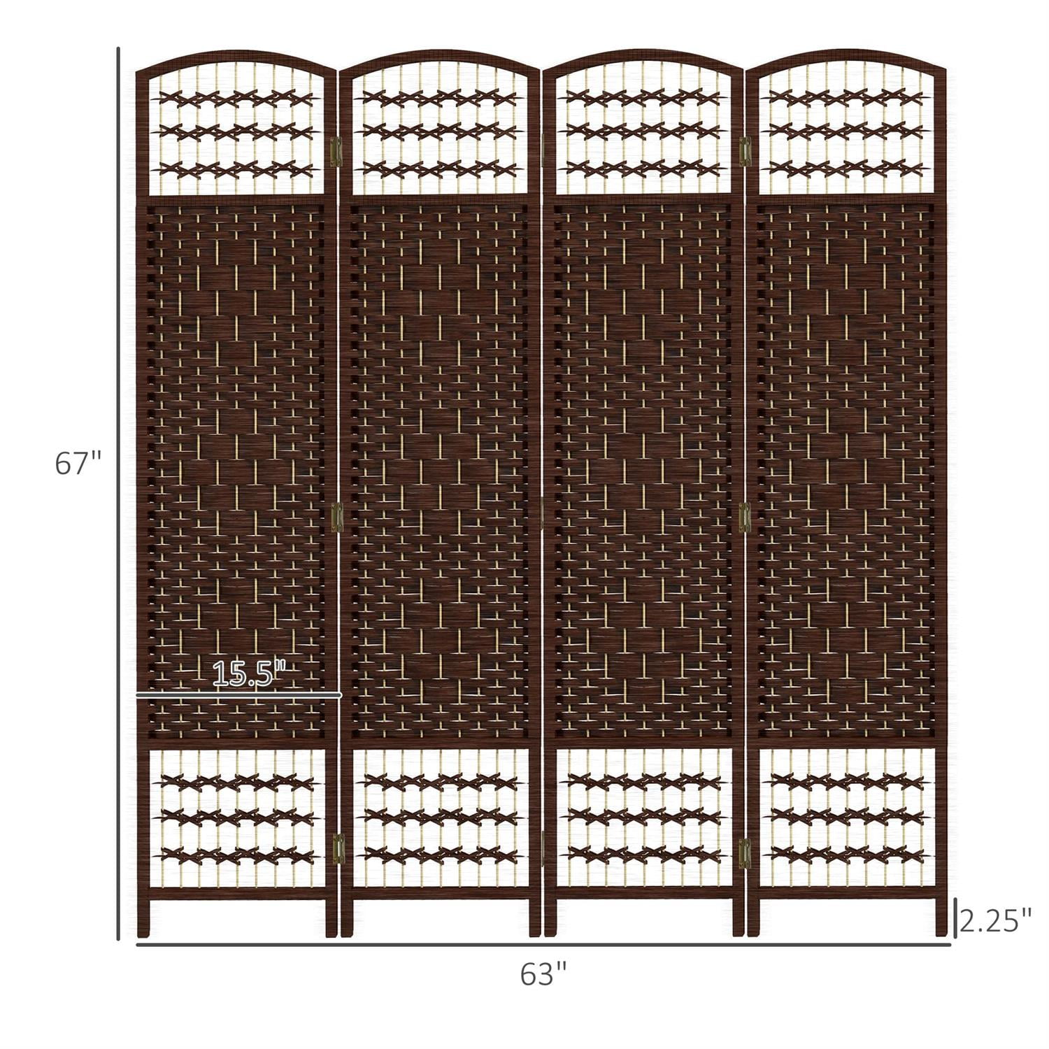 Demi Bonn 5.6ft 4 Panel Folding Screen Room Divider with Metal Frame for Home Decor, Sturdiness & Privacy, Brown