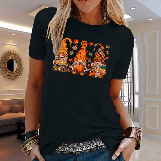 Fiudx Camisas para Mujer Camiseta de Manga Corta con Estampado de Cuello Redondo Informal de Verano para Mujer
