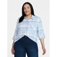 thumbnail image 2 of Time and Tru Women's Cropped Flannel Shirt, Sizes XS-XXXL, 2 of 6