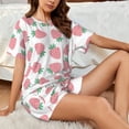 thumbnail image 4 of "Wukai Strawberry Women's Pajama Set - Short-Sleeve Top and Shorts with Elastic Waistband and Pockets for Loungewear, Yoga, and Casual Wear-Medium, 4 of 8
