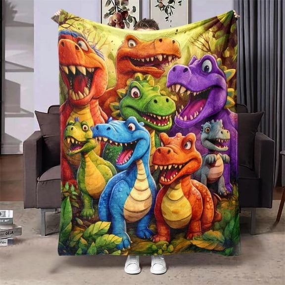 2D! Soft Throw Blanket Cartoon Dinosaur Pattern Plush Blanket Warm Throw Blanket,Air-conditioned Room Blanket,Warm Nap Blanket For Home & Office