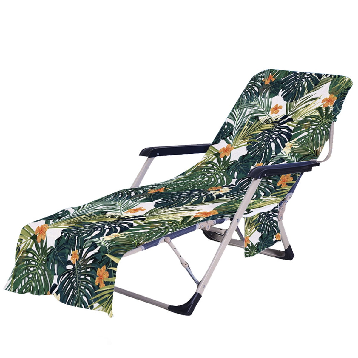 AoHao Beach Chair Cover Towel Lounge Chair Towel Cover with Side