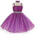 thumbnail image 5 of Dreamer PePi Double Spaghetti Strap Tulle Rhinestone Easter Big Girls Flower Girl Dress Purple Fuchsia 16 (C03B31), 5 of 5