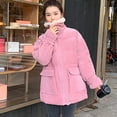 thumbnail image 6 of IROINNID Women's Winter Warm Mid-Length Coat Turndown Lapel Solid Color Parka Long Sleeve Outwear, Pink, 6 of 9