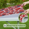 thumbnail image 6 of Red Footballs on Blue Pattern Square Fitted Tablecloth with Elastic Edge,Square Table Cover,Washable Elastic Table Cover for Home Kitchen Party Decor 34"x34", 6 of 6