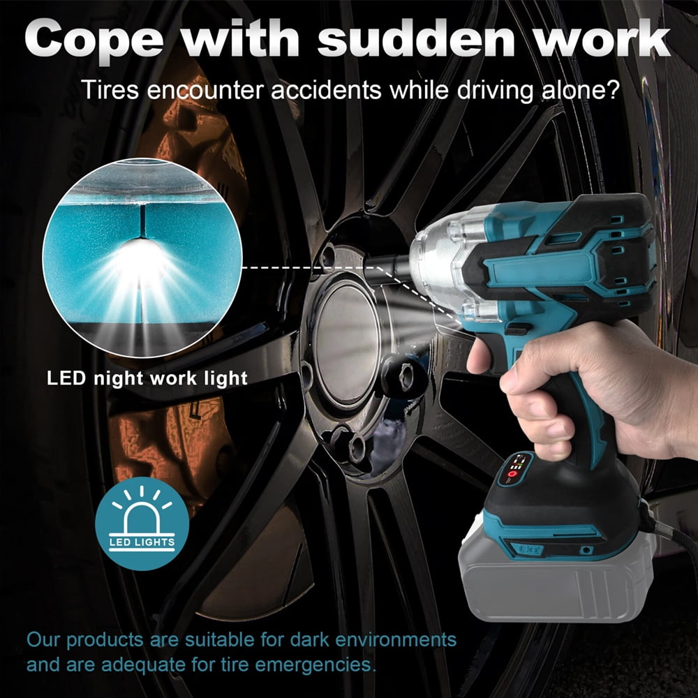 21V Cordless Electric Impact Wrench Gun 1/2'' High Power Driver w/ 6.5Ah Li-ion Battery