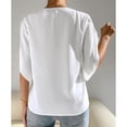 thumbnail image 4 of Blusa con manga de pétalo Top Guipur Encaje Cuello en V Blusa de manga corta con pétalos para verano Primavera Blanco M, 4 of 8
