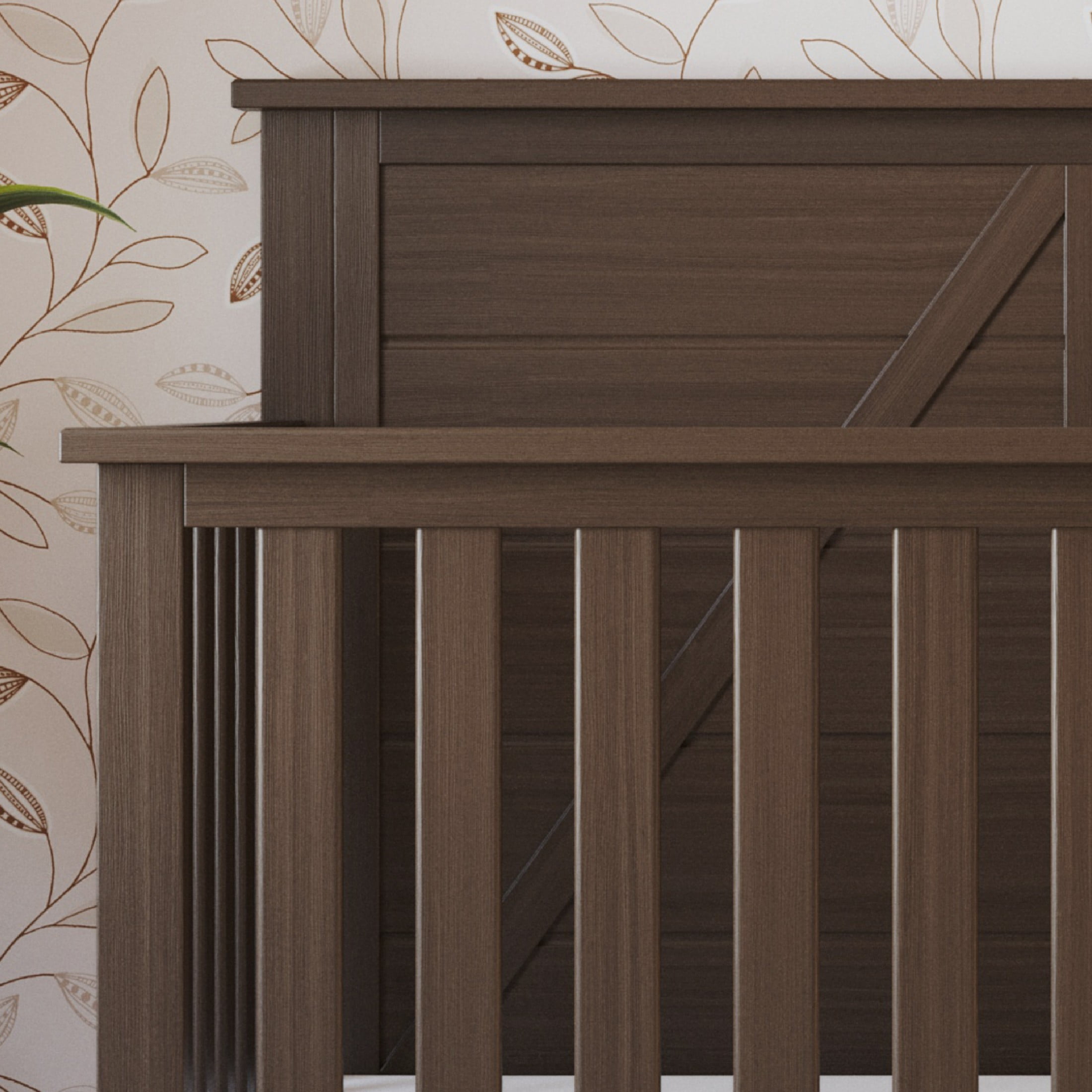 Child Craft Woodland 4-in-1 Convertible Crib, Shiplap Panel Design, 3 Mattress Heights, Brushed Truffle