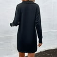 thumbnail image 5 of Diufon Knit Mini Dresses for Women Half Zipper V Neck Sweater Dress Casual Long Sleeve Dress, 5 of 7