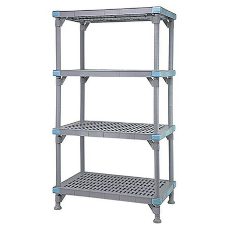 

Quantum Storage Systems Millenia Shelving Unit 24 W x 18 D x 86 H 4 open grid shelves with removable shelf mats and 4 posts - Gray Finish