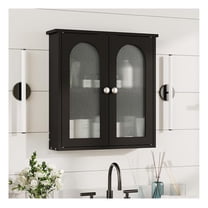 Black Bathroom Wall Cabinet,Bathroom Cabinet Wall Mounted with Arched,Medicine Cabinets Over Toilet,Surface Mount Medicine Cabinet for Laundry Room,Kitchen,Storage Cabinet 22x23
