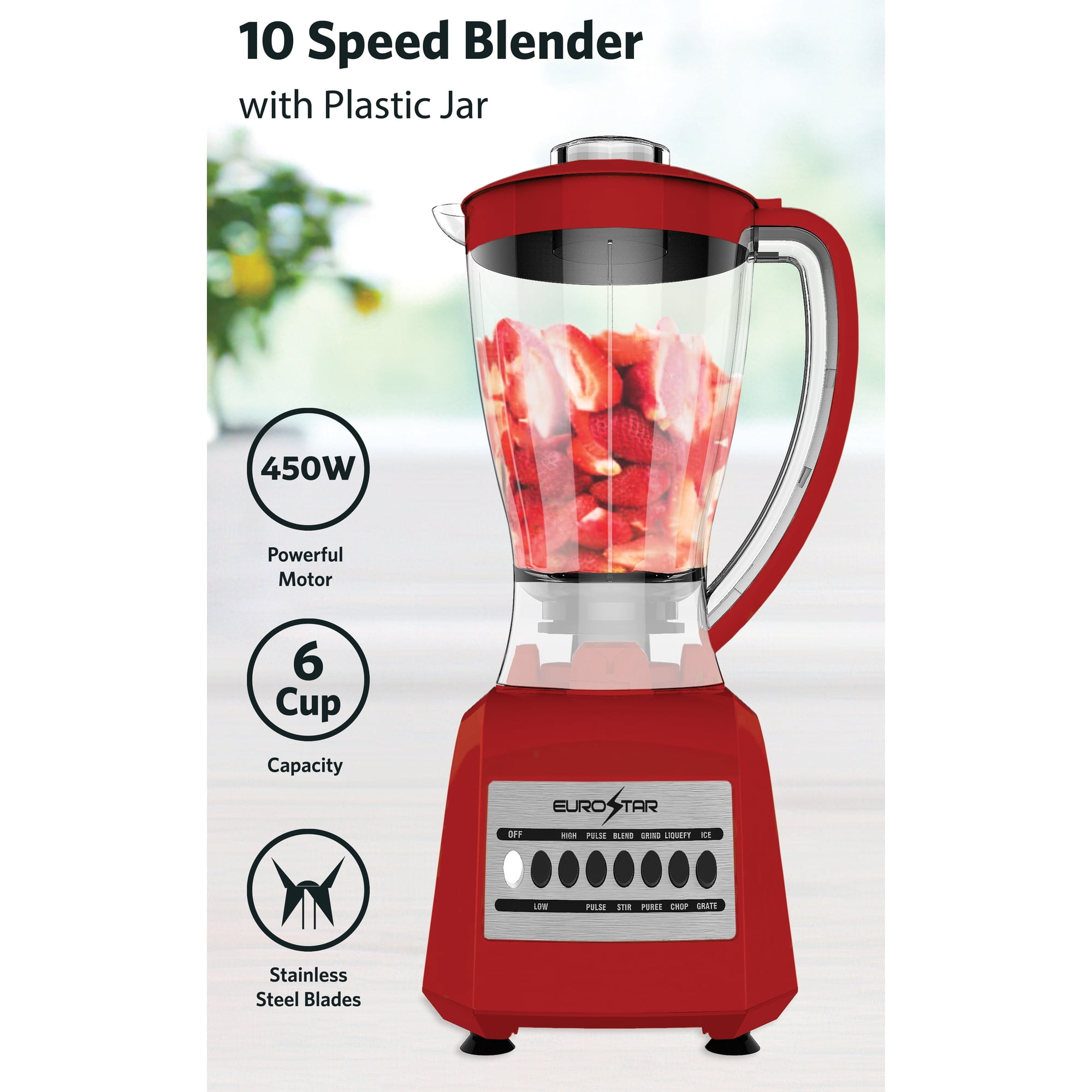 EUROSTAR 10-Speed Blender Countertop Blender, 6 Cup