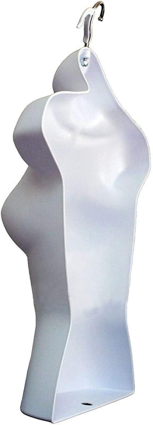 DisplayTown White Male + White Female Mannequin Injection Forms Half Rounded Waist Body Torso Dress Form with Only Hanging Hook, S-M Sizes