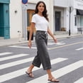 thumbnail image 6 of Jean Capri Pants for Women Summer Casual Cropped Pants Elastic Waist Side Pockets Denim Capri Pants, 6 of 6