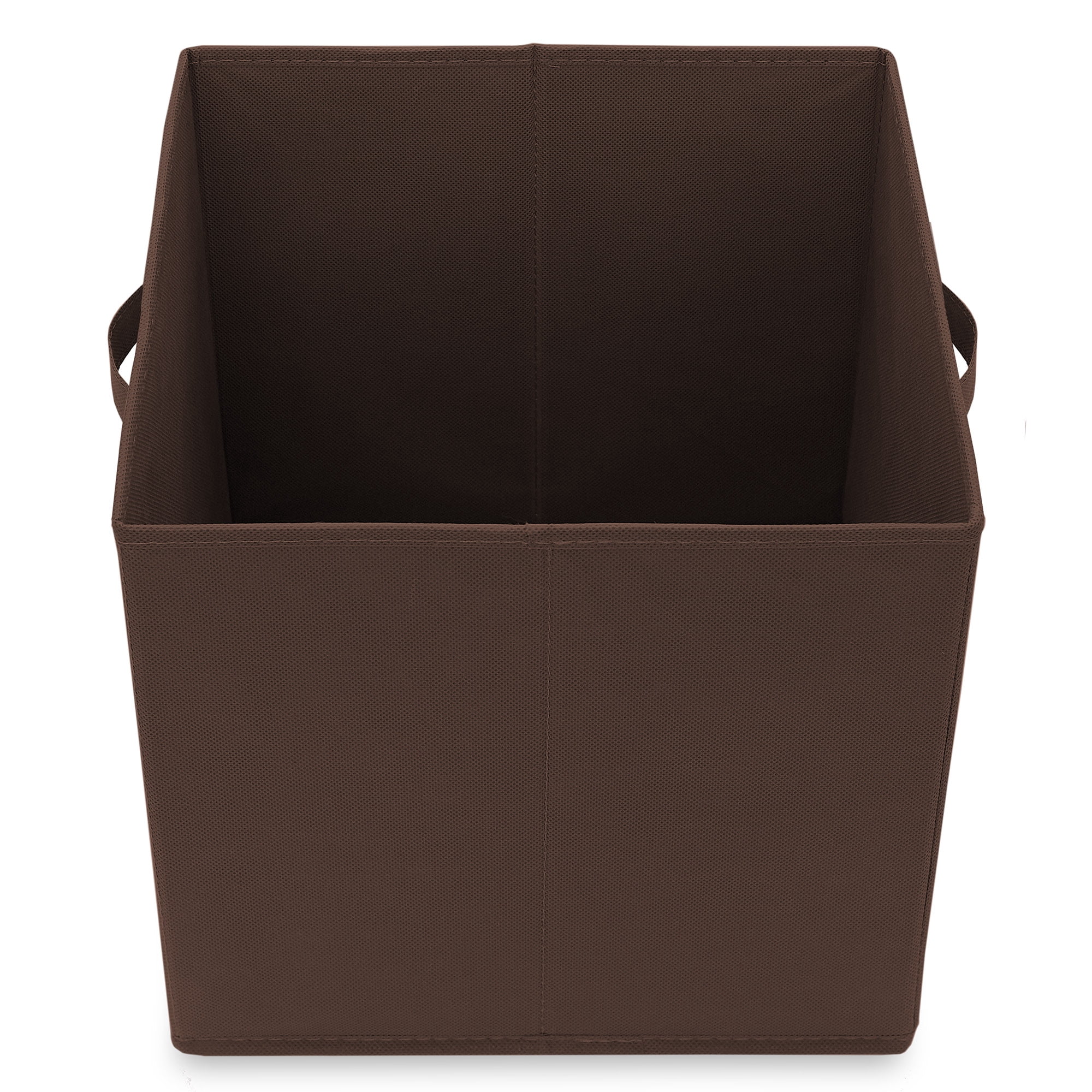 Casafield Set of 6 Fabric Storage Cube Bins, Brown - 13" Collapsible Foldable Cloth Baskets for Shelves and Cubby Organizers