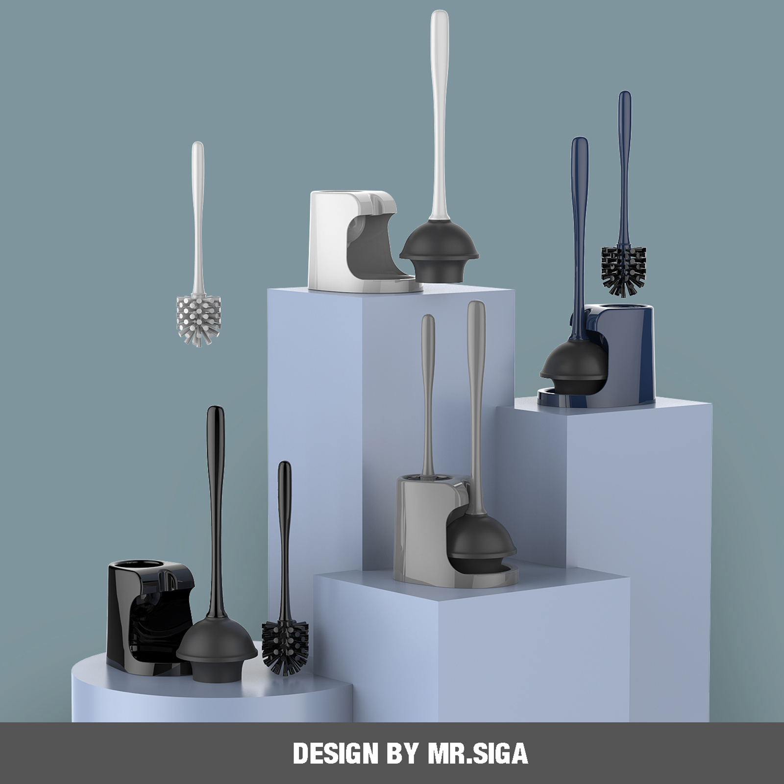 Mr.Siga Toilet Plunger and Bowl Brush Combo Set with Caddy photo 2