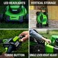 thumbnail image 5 of Greenworks 80V 21" Cordless Battery Push Lawn Mower,16" Cordless Battery String Trimmer Combo Kit w/(1) 4Ah Battery & (1) 4A Rapid Charger, 5 of 10
