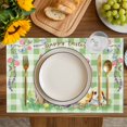 thumbnail image 4 of Easter Bunny Placemats Set of 8, Spring Easter Eggs Floral Sage Green Check Placemats for Dining Table, Place Mats for Kitchen Tabletop, Waterproof Wipeable Dining Table Mats Set, 4 of 9