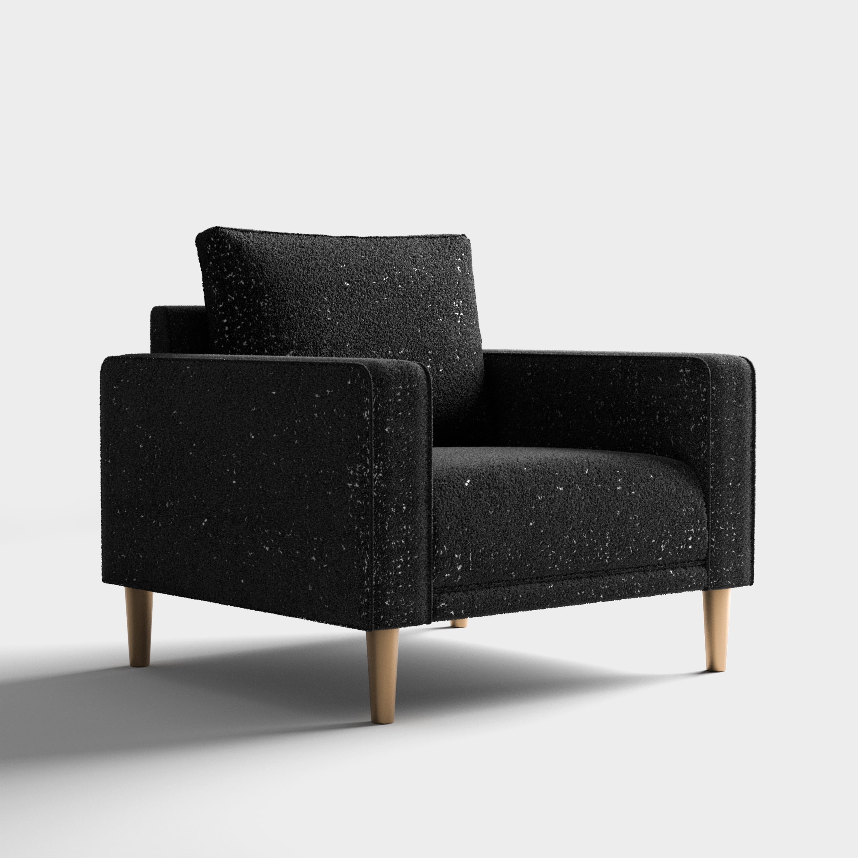 Furniture of America Doux Black MCM Custom Boucle Upholstered Fabric Welt Trim Armchair Living Room Accent Chair