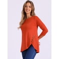 thumbnail image 2 of DARING DIVA Women's Casual Stretchy Tunic Asymmetric Hem Top XS Orange, 2 of 6