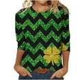 thumbnail image 1 of Yuyuzo T-Shirts de la Saint-Patrick pour Femmes Manches 3/4 T-Shirt Graphique Décontracté Col Rond Pull Tops Blouse, 1 of 5