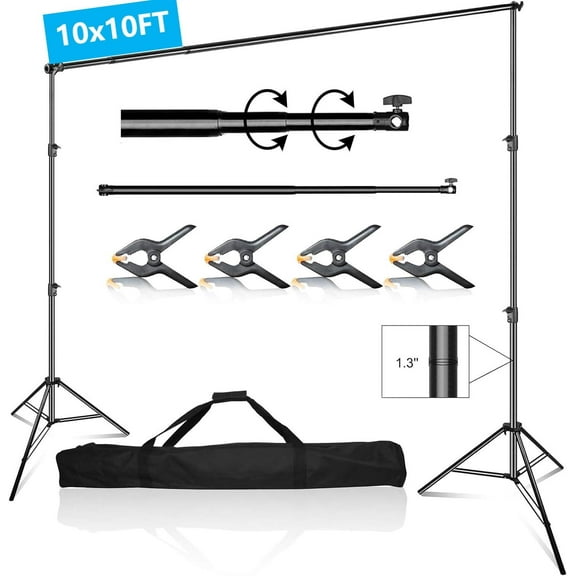 EMART Backdrop Stand Heavy Duty 10 x 10 ft, Adjustable Photography Backdrop Stand Kit with Carry Bag