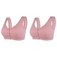 thumbnail image 1 of (2-Pack) Rinsvye Womens No Steel Ring Womens Bras Comfortable Front Closure Front Close Bra T Womens Bras No Underwire No Padding Back Plus Size Seamless Molded Cup Sports Bra Unlined Bra for Large, 1 of 9