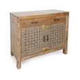 thumbnail image 2 of Treasure Trove Augustine Brown & Jute Two Door One Drawer Wood Cabinet, 2 of 9