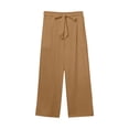thumbnail image 5 of Wide Leg Cropped Pants for Women Summer High Waist Linen Capri Pants Drawstring Baggy Lightweight Pockets Beach Pant Ginger L, 5 of 8