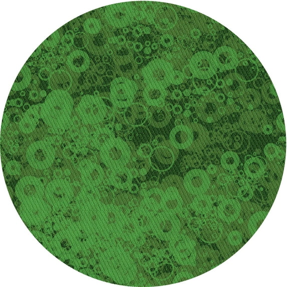 Ahgly Company Machine Washable Indoor Round Transitional Deep Emerald Green Area Rugs, 6' Round