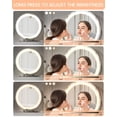 thumbnail image 3 of 19 Inch Large Round Vanity Mirror with Lights, Round Led Makeup Mirror, Lighted Up Makeup Mirror with Lights for Bedroom Tabletop, Smart Touch Control 3 Colors Dimmable, 360°Rotation (White), 3 of 9