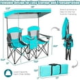 thumbnail image 2 of Yunken Double Camping Chair, Beach Chair with Canopy Shade, Adjustable UV Protection, Cooler, Cup Holder & Carry Bag, Folding Portable Lawn Soccer Camp Chair with Umbrella for Adults (Navy, 2 Person), 2 of 9