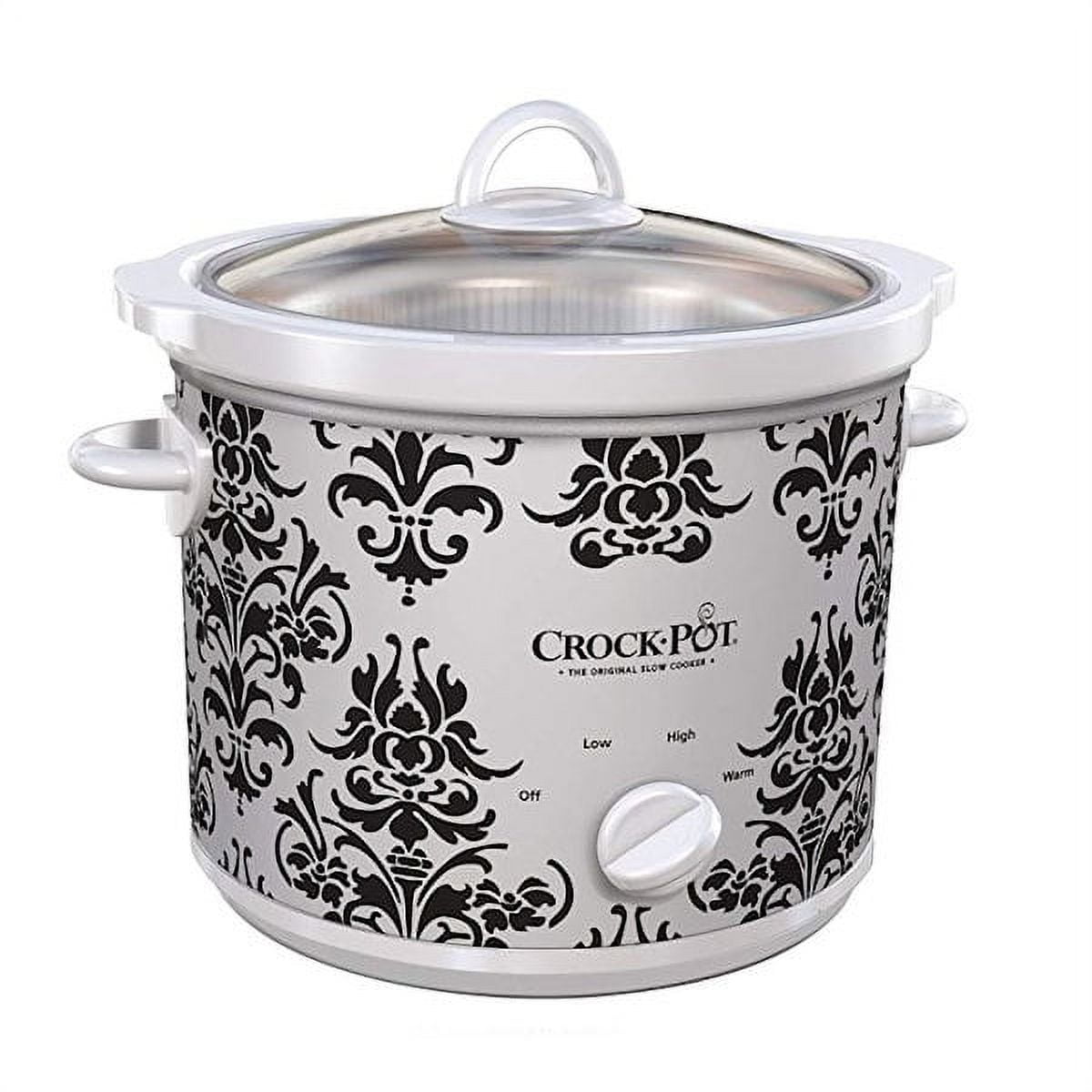  Crock Pot 4.5 Quart Manual Slow Cooker, Damask Pattern, White:  Home & Kitchen