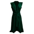 thumbnail image 5 of IDALL Robes d'Été, Robes Petites Femmes Col en V Manches Courtes à Volants Longue Robe Élégante, Robe Ajustée et Évasée, Robes Femmes Vert 1 Robe m, 5 of 5