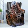 thumbnail image 4 of Amsterdam Soft Flannel Fleece Blanket, Traditional Antique Houses with Reflections in the Canal Sightseeing Travel Theme, Cozy Plush for Indoor and Outdoor Use, 50" x 70", Multicolor, by Ambesonne, 4 of 5