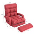 thumbnail image 4 of Giantex Folding Chaise Lounge Sofa Adjustable Backrest with Lumbar Pillow Red, 4 of 9