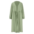 thumbnail image 3 of cocolona Womens Summer Linen Dress Long Sleeve V Neck Long Dress Fashion Casual Loose Vacation Beach Sun Dress, 3 of 6