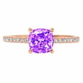 thumbnail image 3 of 2.7 ct Cushion Cut Natural Amethyst Solitaire with Simulated Diamond Accents 18K Rose Gold Womens Engagement Ring, 3 of 5