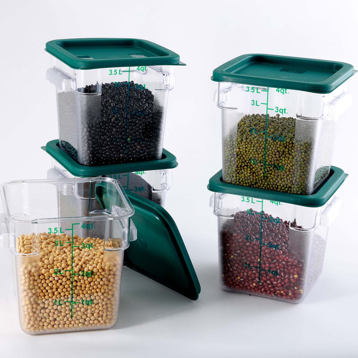 Hakka 4 Qt Commercial Grade Square Food Storage Containers with Lids