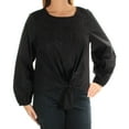thumbnail image 3 of INC Womens Black Embellished Floral Long Sleeve Scoop Neck Tunic Top L, 3 of 4