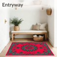 thumbnail image 3 of ODIKA 5'x7' Machine Washable Non-Slip Area Rug, Enchanting Floral Medallion with Lush Petal Overlays and Curved Vines High Traffic Rug, Red, 537511, 3 of 7