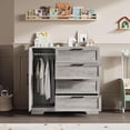 thumbnail image 4 of Qinaqin 43.3-Inch Gris de Profundidad Madera Pequeño cm Anchoardrobe Closet con Puerta 4 Cajones y Alturaanging Rod para Dormitorio Laundry Sala o Cloak, 4 of 7